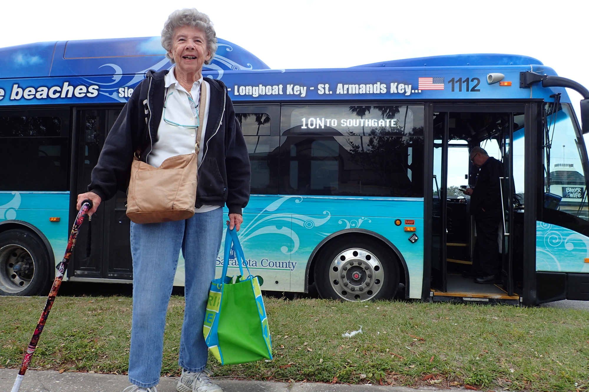 Edna Connor, 95, takes the bus from her home on the key to exercise at Westfield Southgate Mall. 