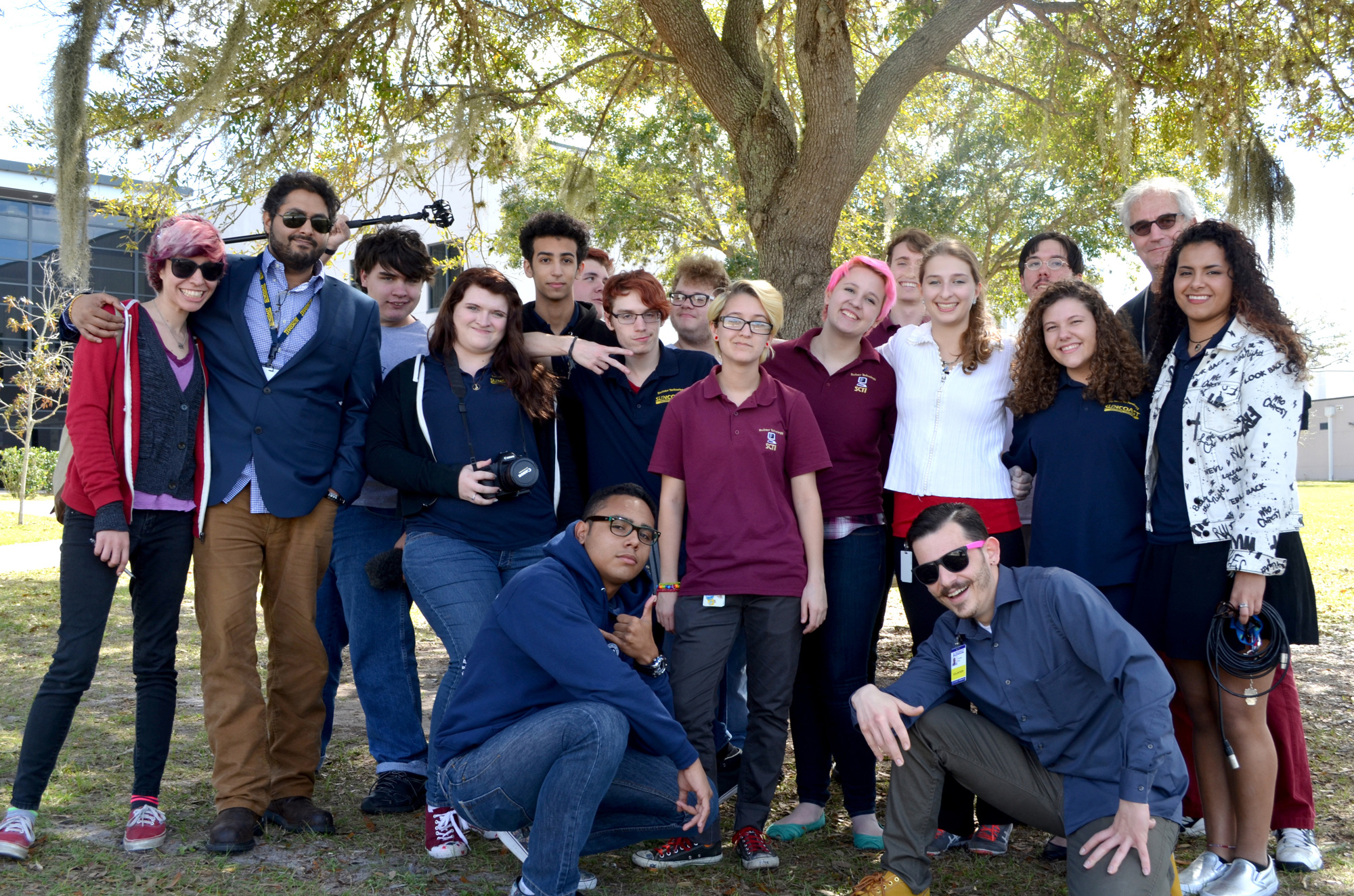  Students in Bob Gray's digital video production class have teamed up with Orensis Films to produce their own scripts. Gray (back right) invited Trishul Thejasvi (second from left) and Thomas Nudi (front right)