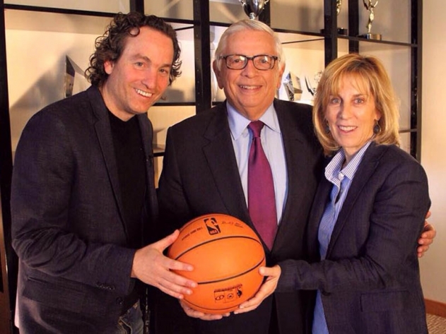 Director Dani Menkin with former NBA Commissioner David Stern and Executive Producer Nancy Spielberg.
