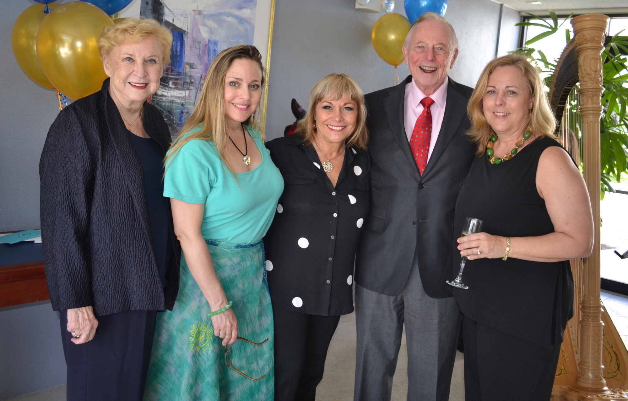 New nonagenarian Fred Mackenzie with his wife Nancy, far left, and three daughters, from left Elizabeth Mackenzie from Philadelphia, Maryellen Mackenzie from Las Vegas and Sarajane Mackenzie from Princeton. Photo by Molly Schechter