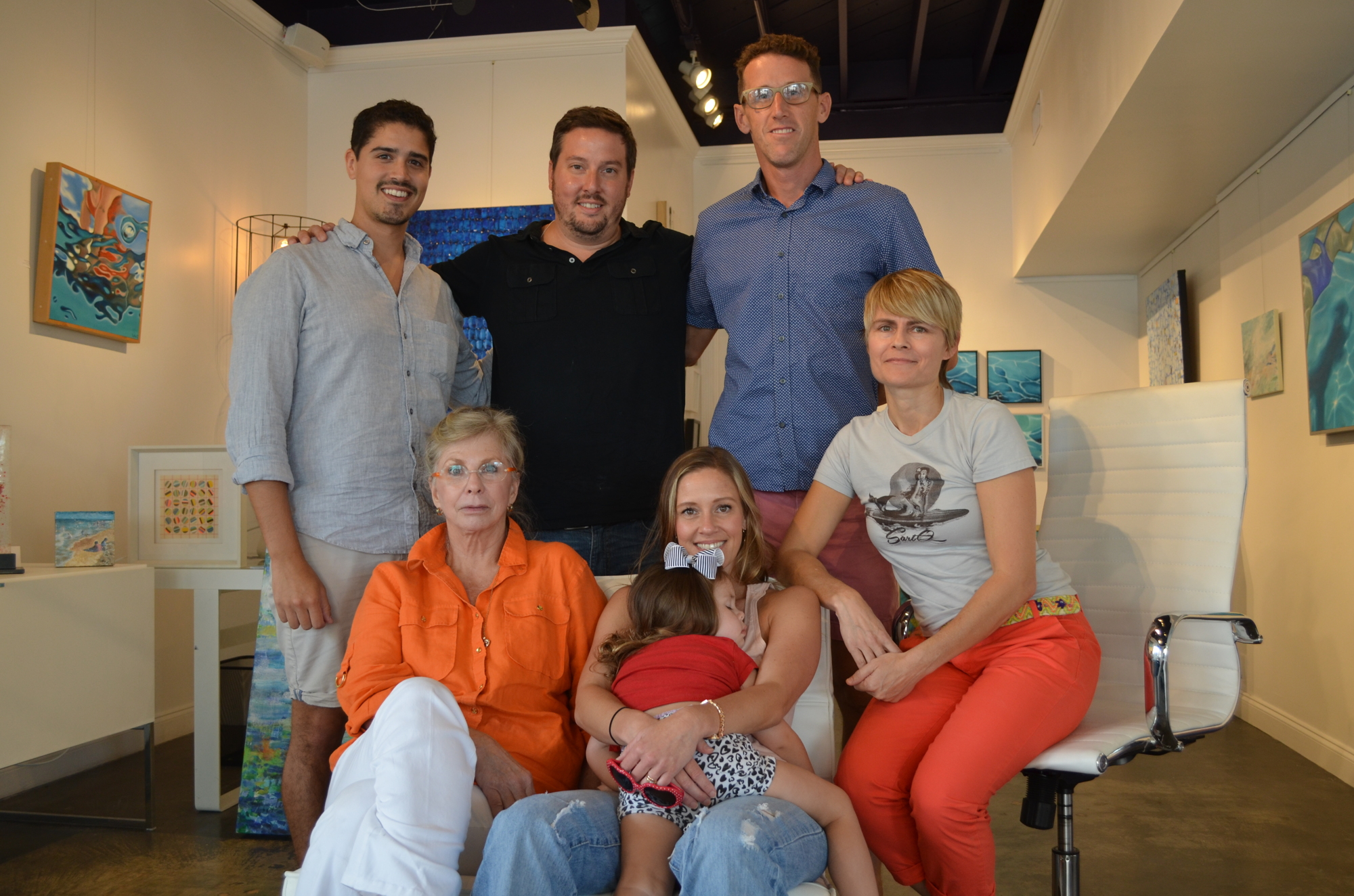 Rae Ramos, Tim Jaeger, Steven Strenk, Vicky Randall, Casia Kite with her and Jaeger’s daughter, Nina, and Laine Nixon