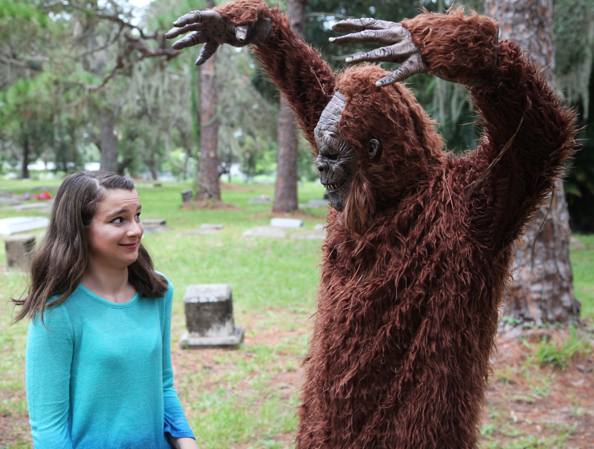 Actors Olivia Yagy and Brandon Follis rehearse for a scene in a cemetery. Photo by Austin McKinley