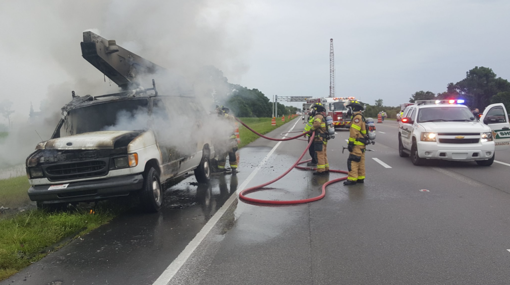 (Courtesy Sarasota County) Sarasota County emergency officials opened one lane of traffic on southbound I-75 before 8:20 a.m.
