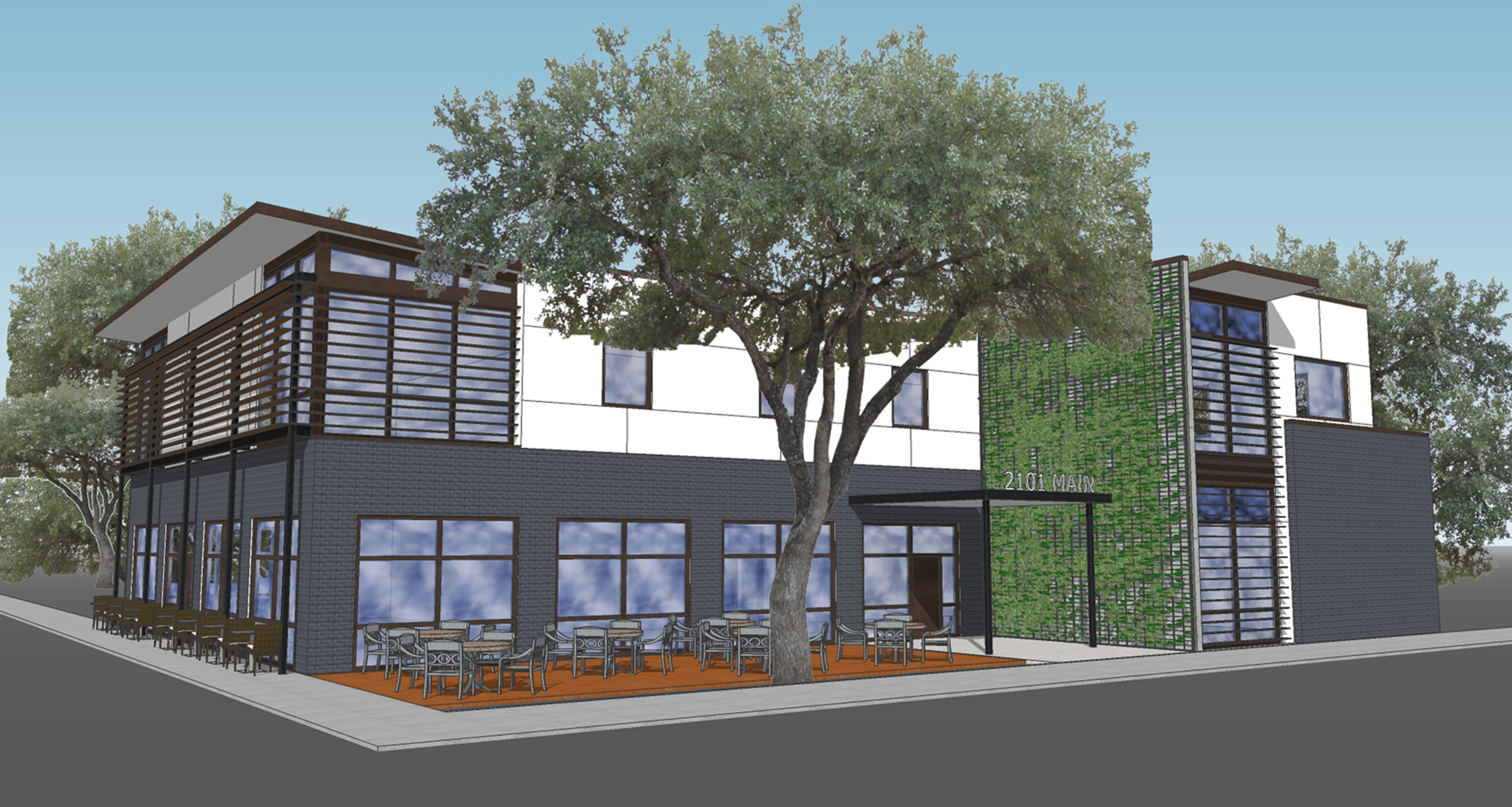 The Schimberg Group is preparing to begin construction on a two-story restaurant and office space at 2101 Main St.