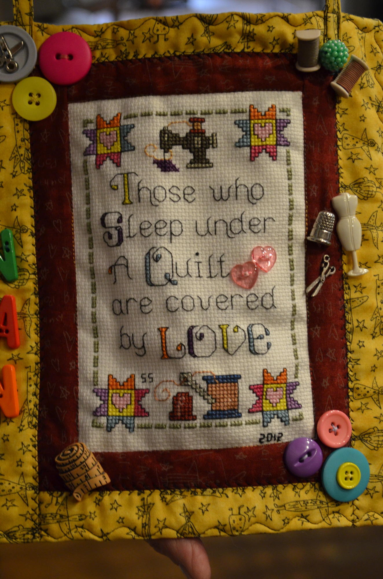 Sharon Stephens includes this phrase on the memory quilts she makes.