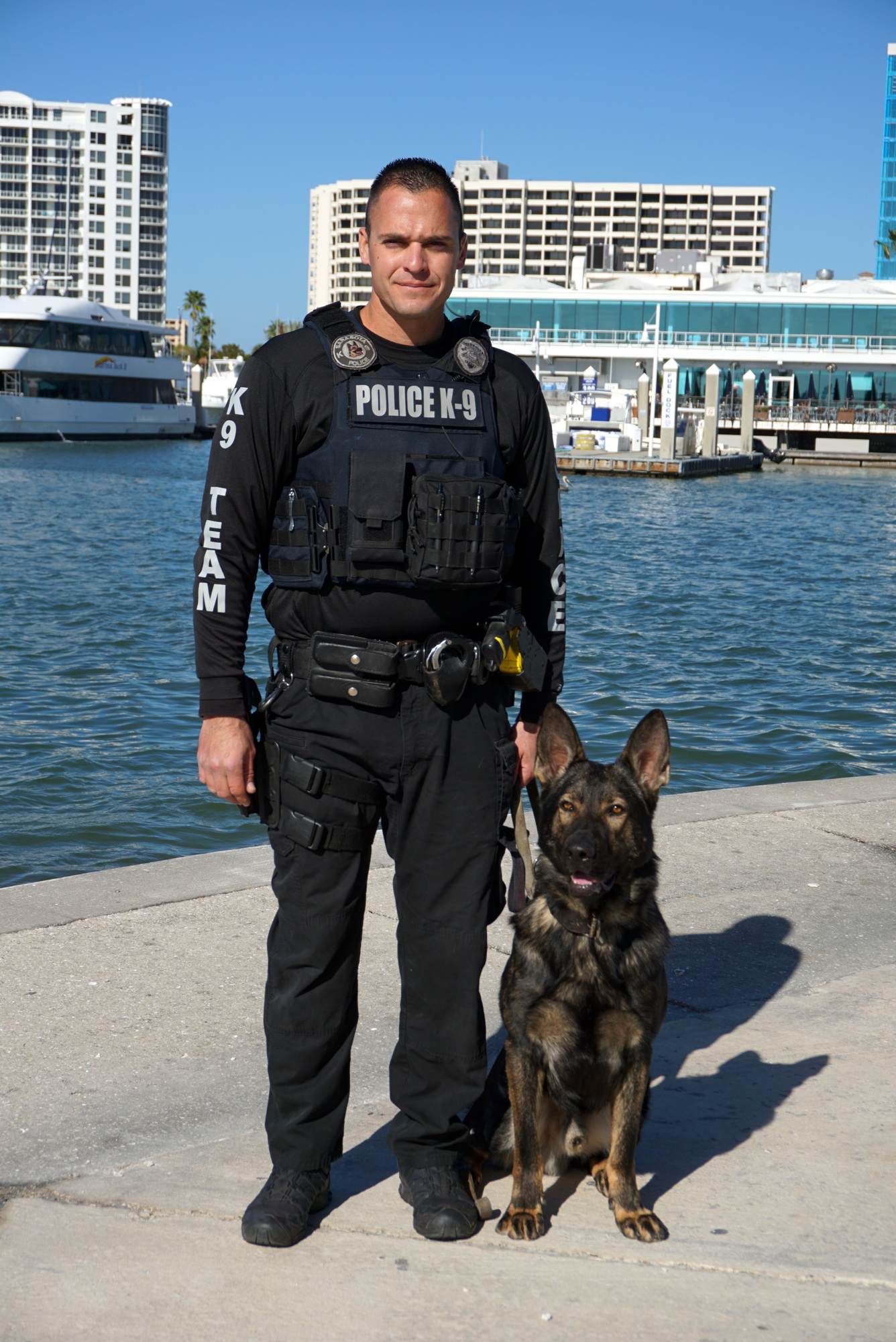 Courtesy photo. K-9 Officer Nicholas Dominis with Coti after being certified.