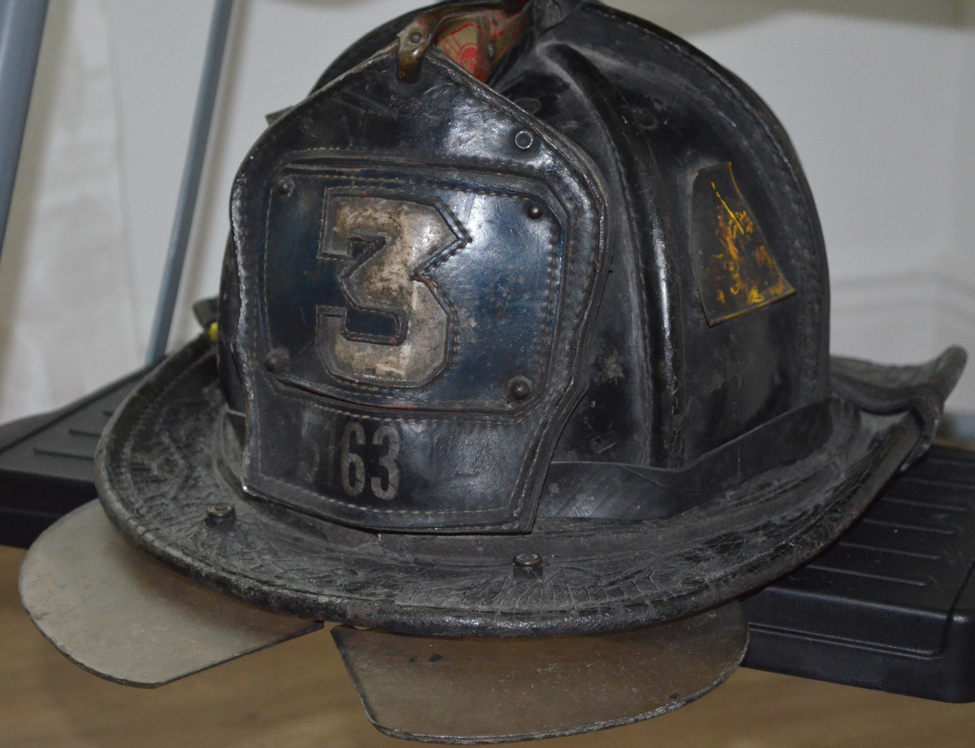 The helmet that Garrett Lindgren wore on 9/11.