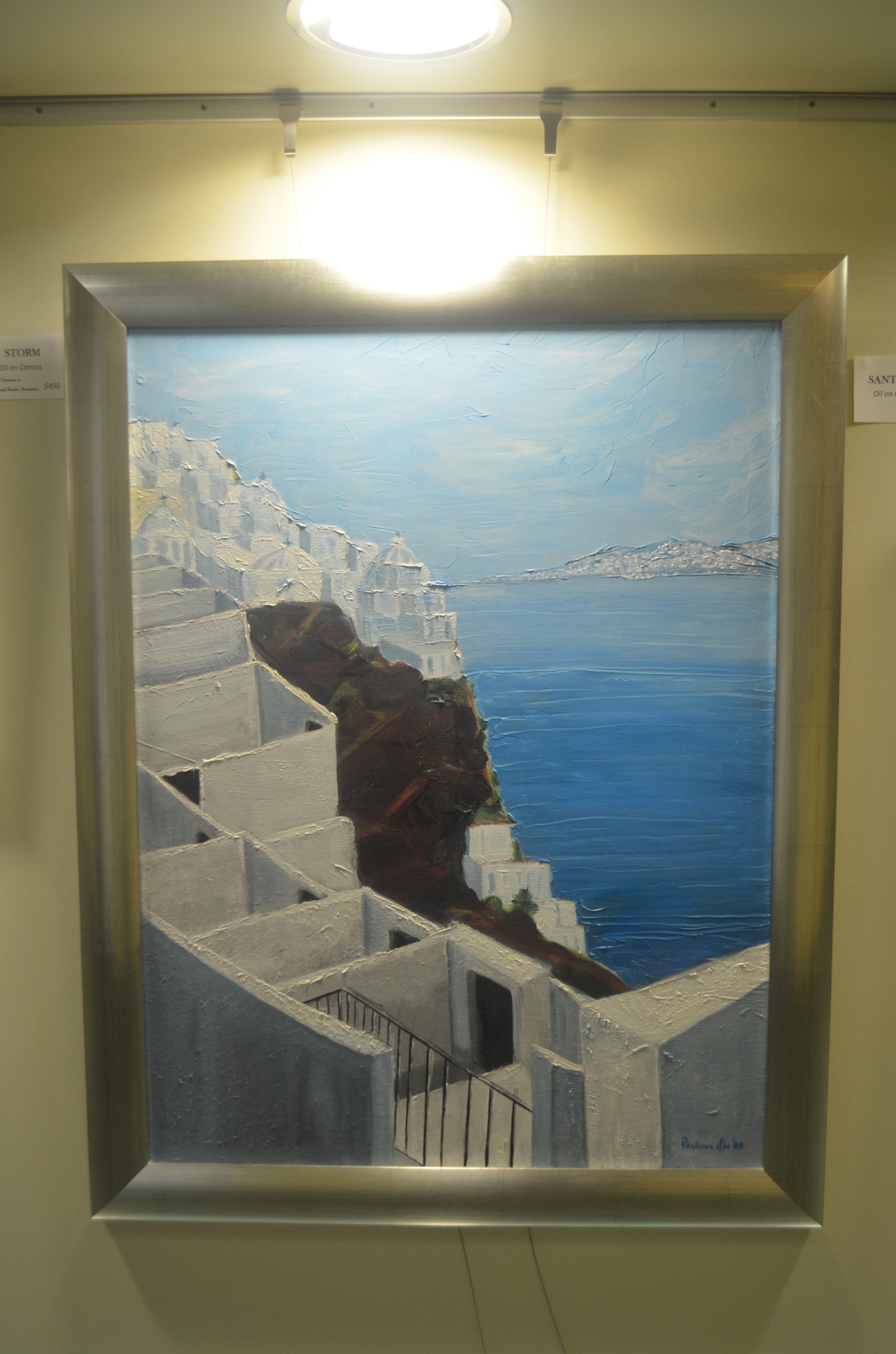 Santorini by Pauline Nichols is on display at Plymouth Harbor.
