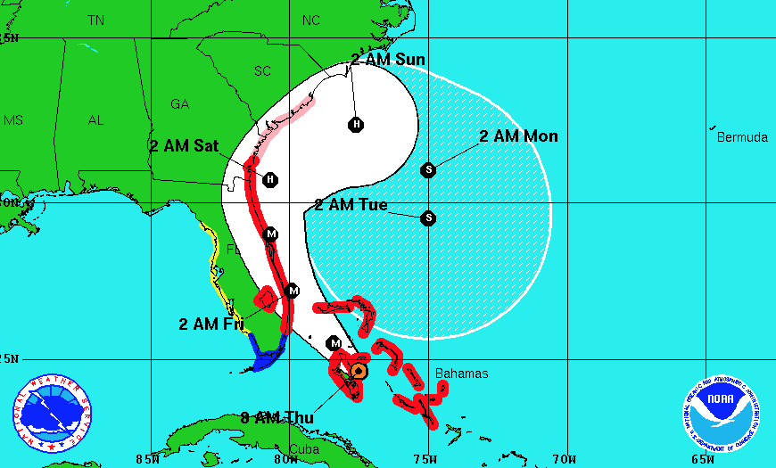 The latest track for Hurricane Matthew was posted at 8 a.m.