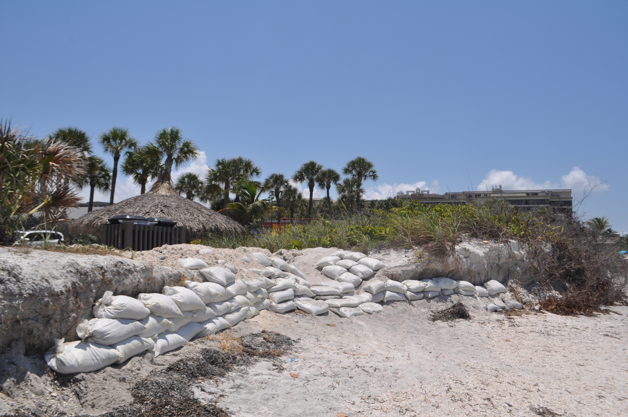 The eroded Lido Key shoreline showed signs of wear following inclement weather.