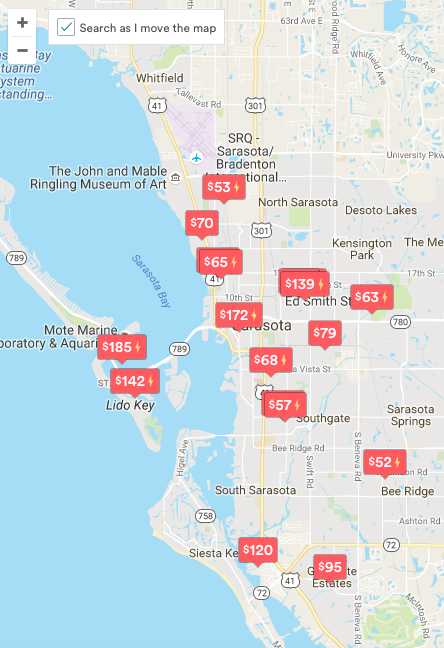 Dozens of Sarasota property owners list rooms for rent on Airbnb's website.