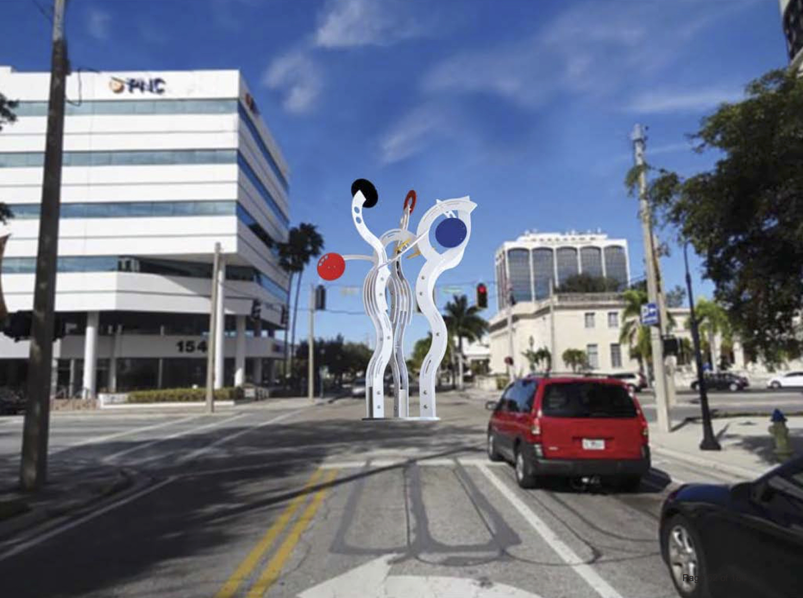This rendering depicts Jorge Blanco's sculpture at the center of the Orange Avenue-Ringling Boulevard intersection.
