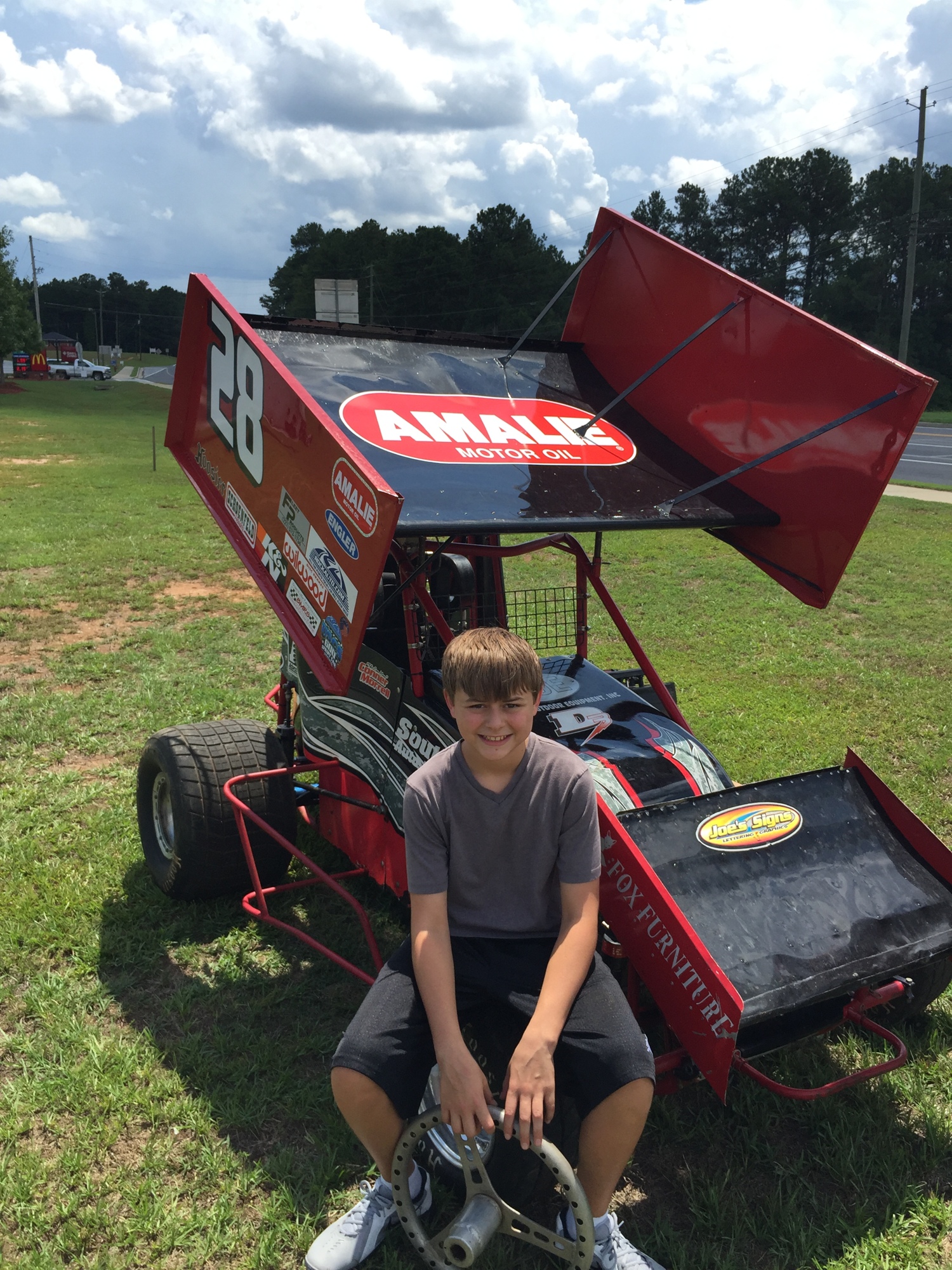Conner Dutting-Morrell and his number 28 sprint car. Photo courtesy Allen Morrell.