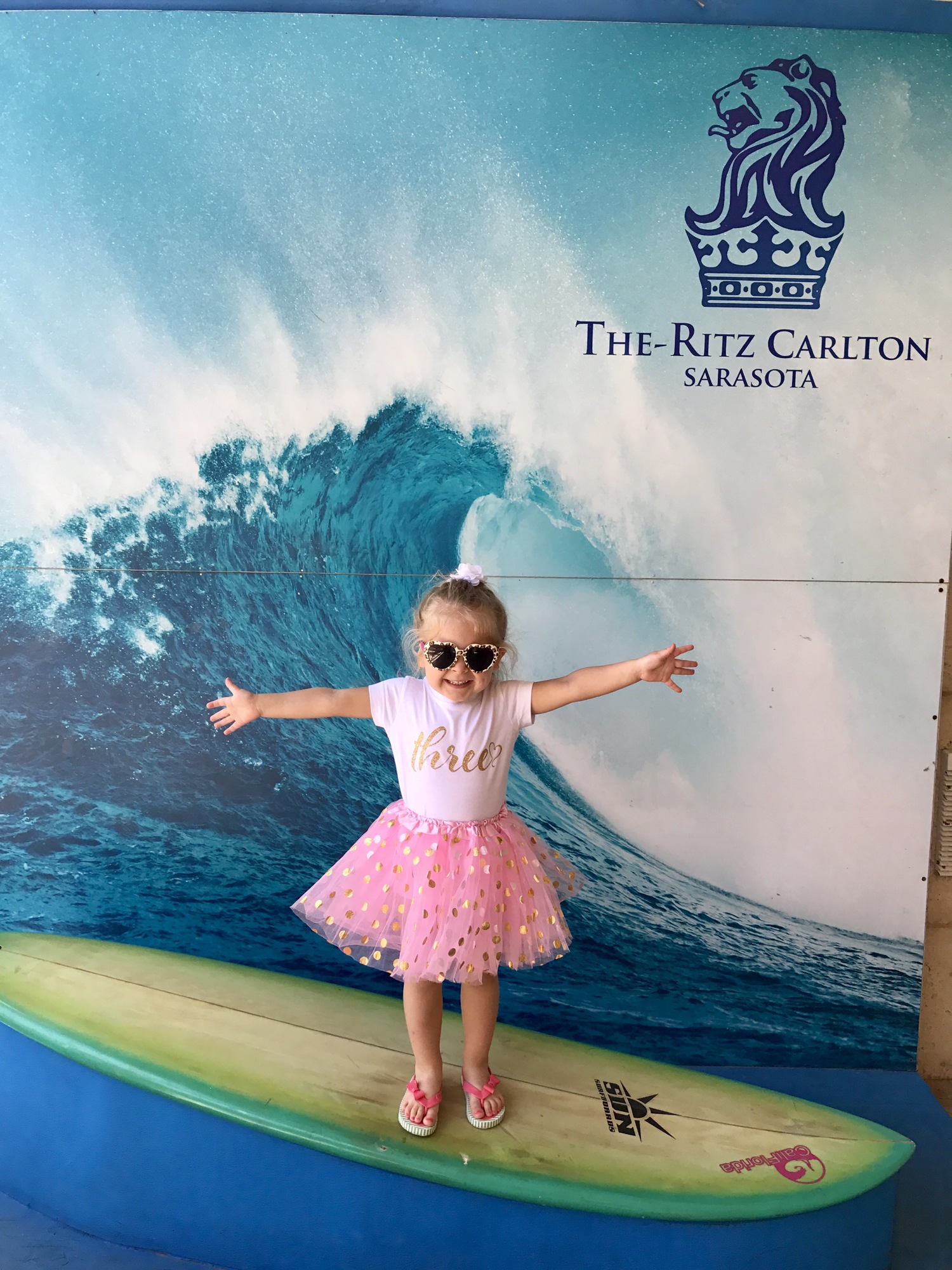 Charlotte Watts celebrated her third birthday on March 19 at the Ritz-Carlton Beach Club on Lido Key. Photo courtesy of Fondren Watts