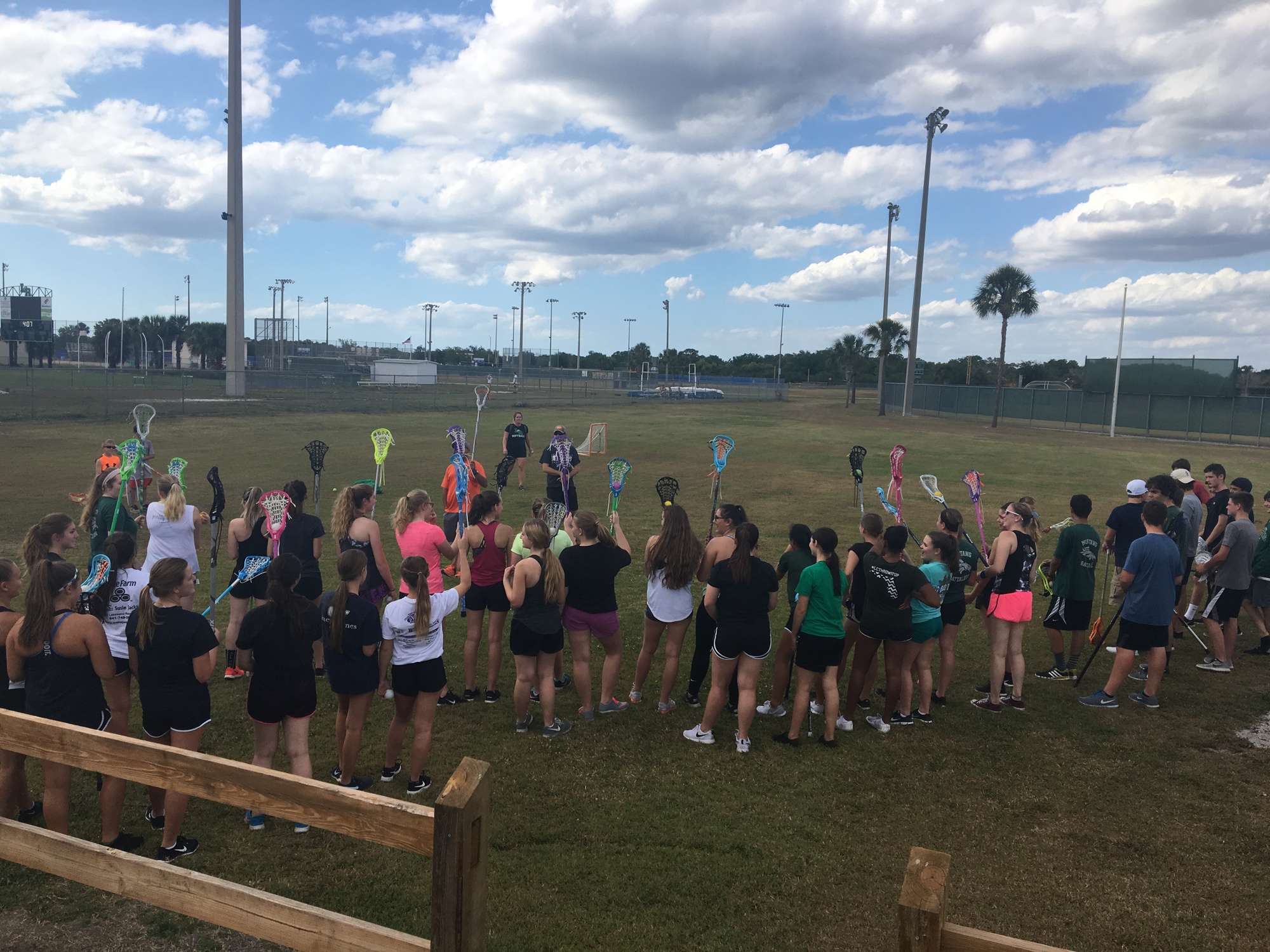 Lakewood Ranch students attend a preliminary lacrosse clinic. Courtesy photo.