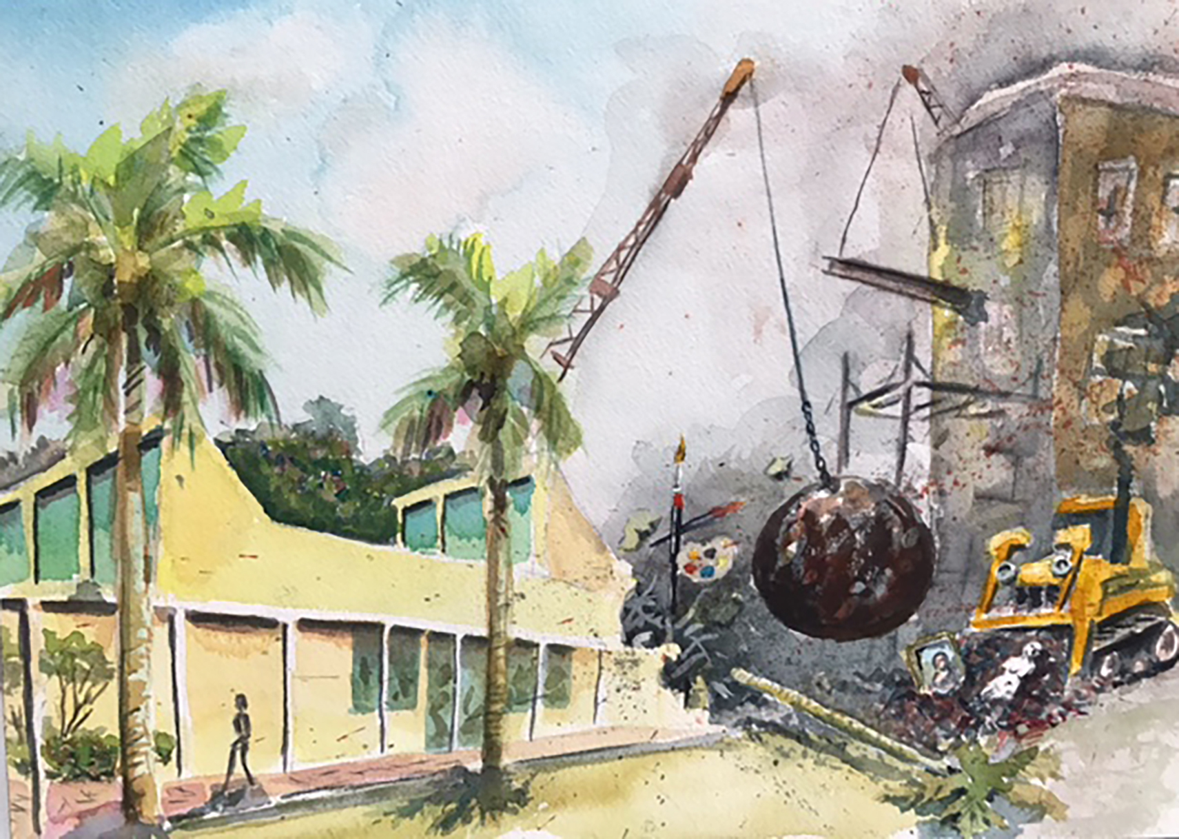Dave Purnhagen painted  the final moments of the  Longboat Key Center for the Arts.