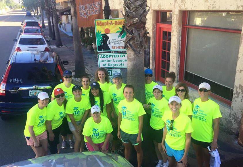 The Junior League of Sarasota adopted  South Palm and Pineapple Avenue and picks up trash there every month. Photo courtesy of Britt Riner