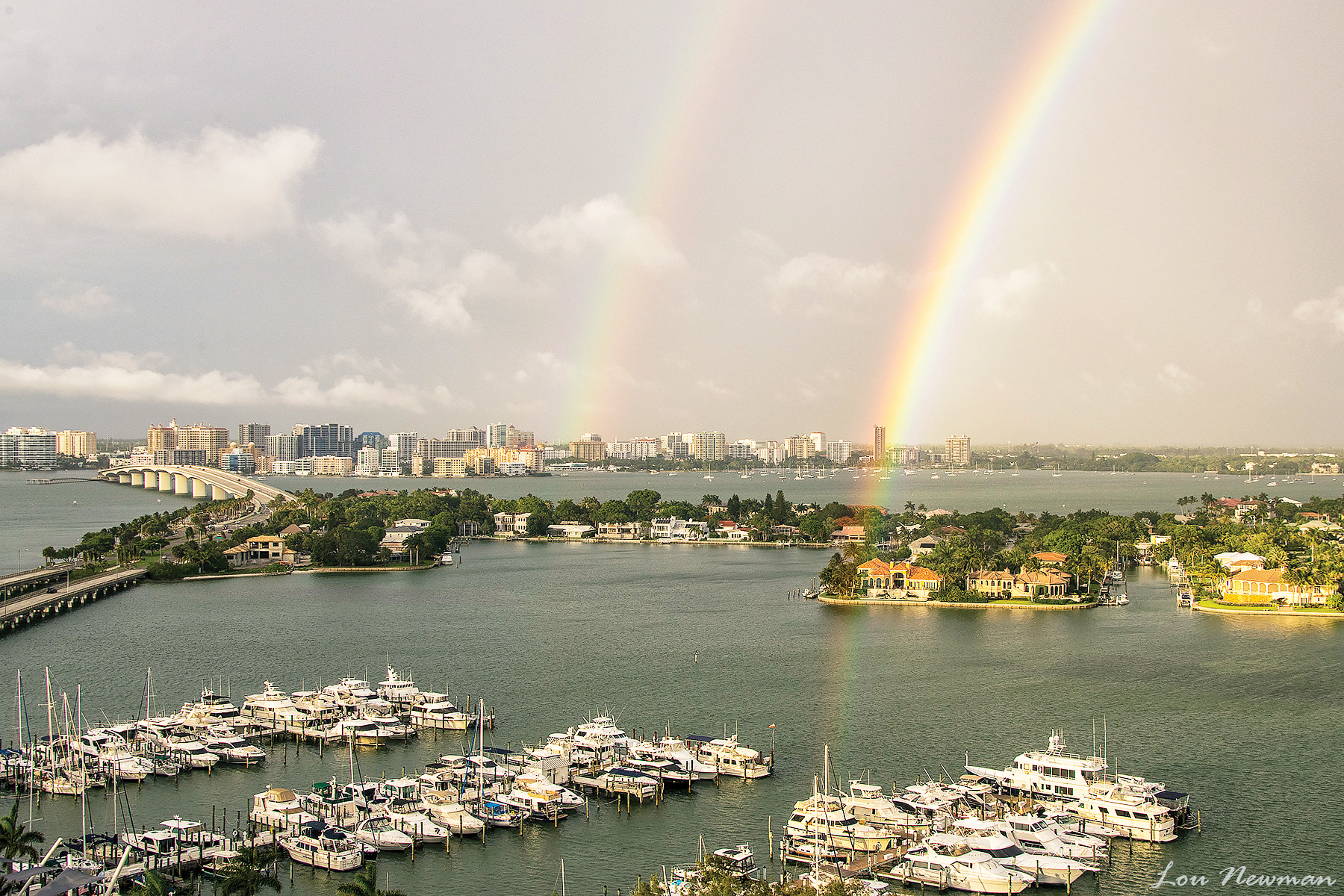 Lou Newman captured this photo of rainbows over Sarasota from the 19th floor of Plymouth Harbor on Sarasota Bay.
