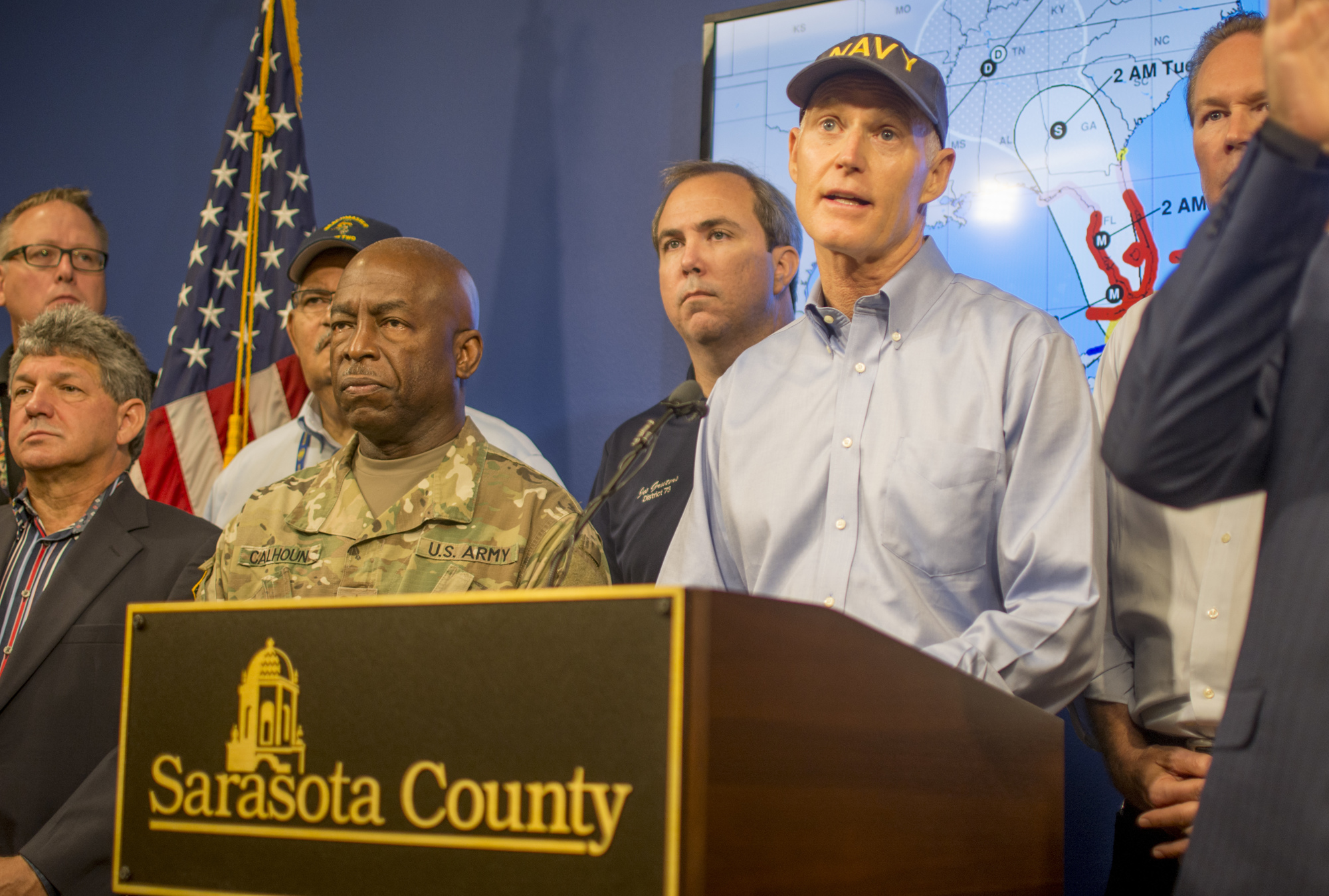 Florida Governor Rick Scott addressed the state Saturday morning from the Sarasota County Emergency Operations Center.