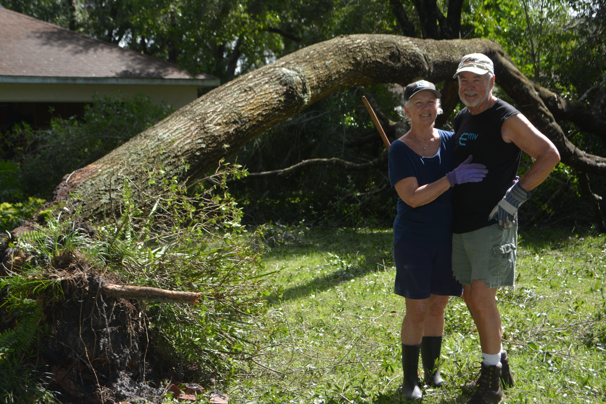Maureen and Richard Curtis were sad they lost Maureen's favorite oak tree, but nothing fell on their Mill Creek home.
