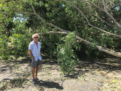 Peter Hull surveys the damage on Ogden Street on Siesta Key, where he's lived with his family for 30 years.