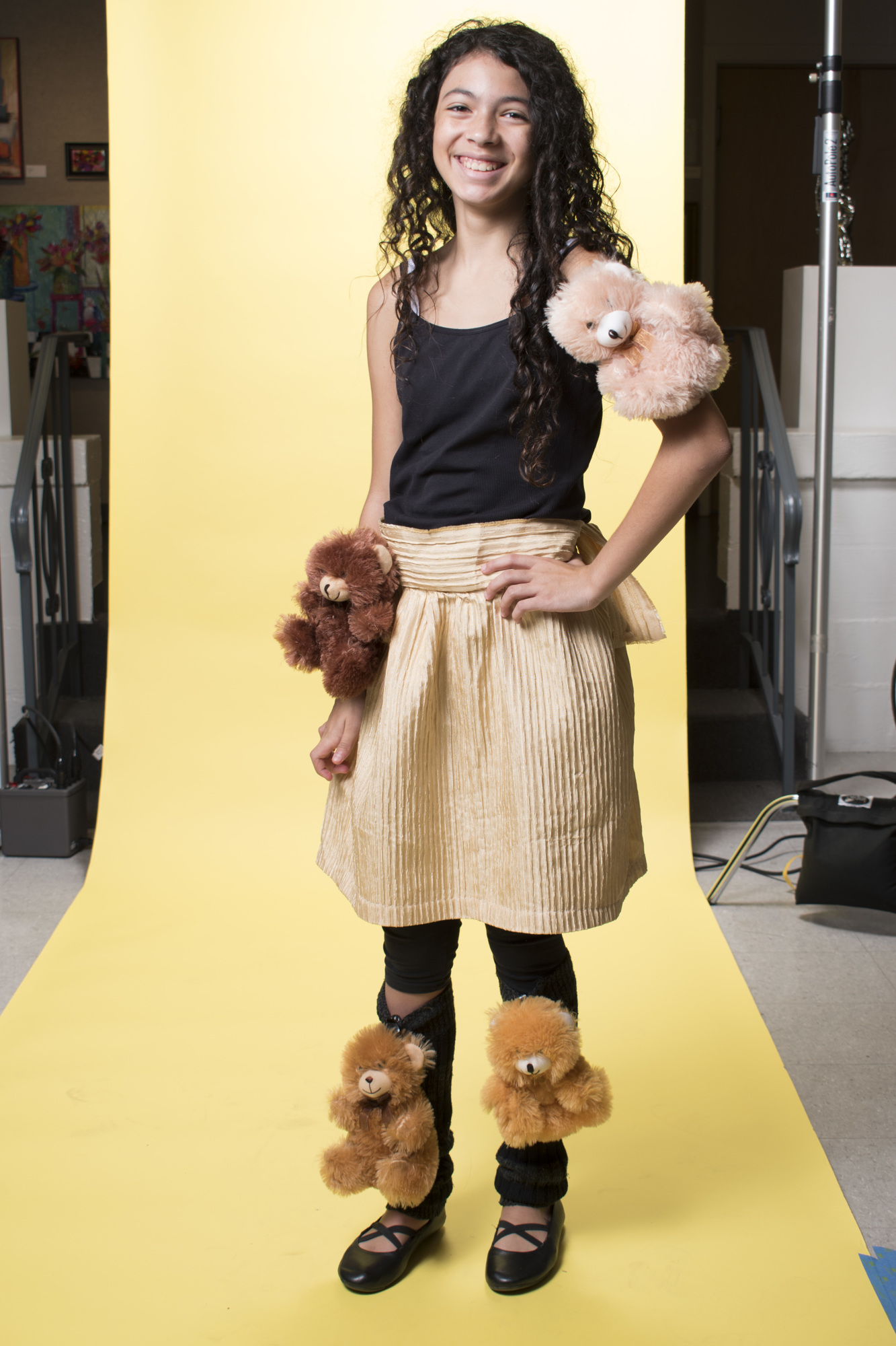 Ava Abreu’s iconcept jr. outfit is covered in stuffed bears attached with rubber bands. Photo by Niki Kottmann