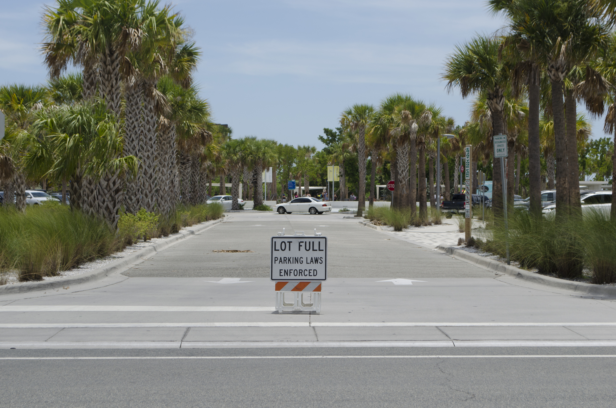 The Siesta Beach lot is quick to fill up on busy days on the Key. 