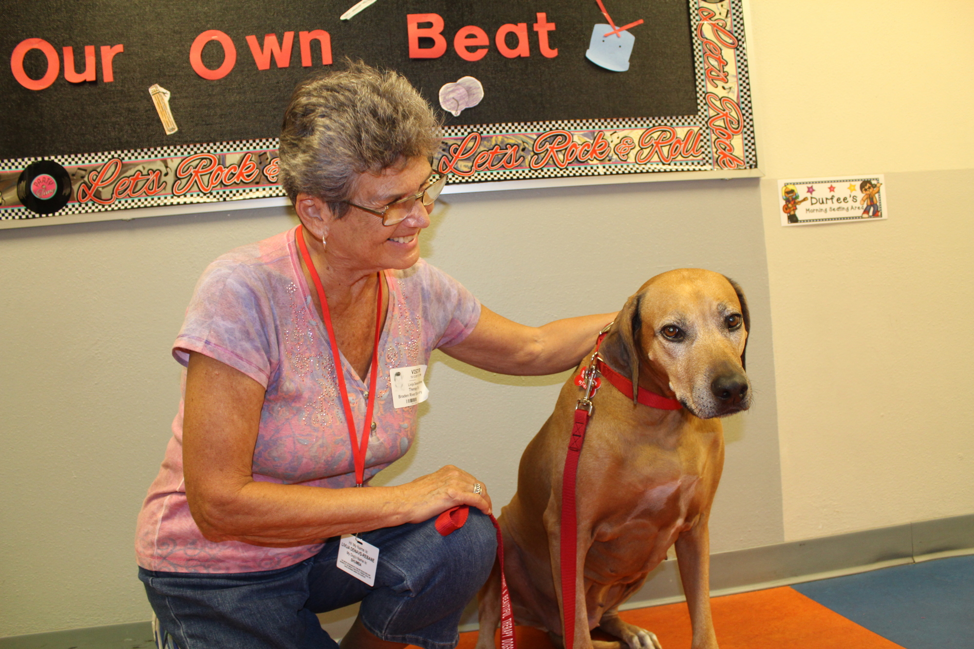 East County’s Livija Denavs-Rebane and her therapy dog, Shumba, have worked in elementary schools since 2014.