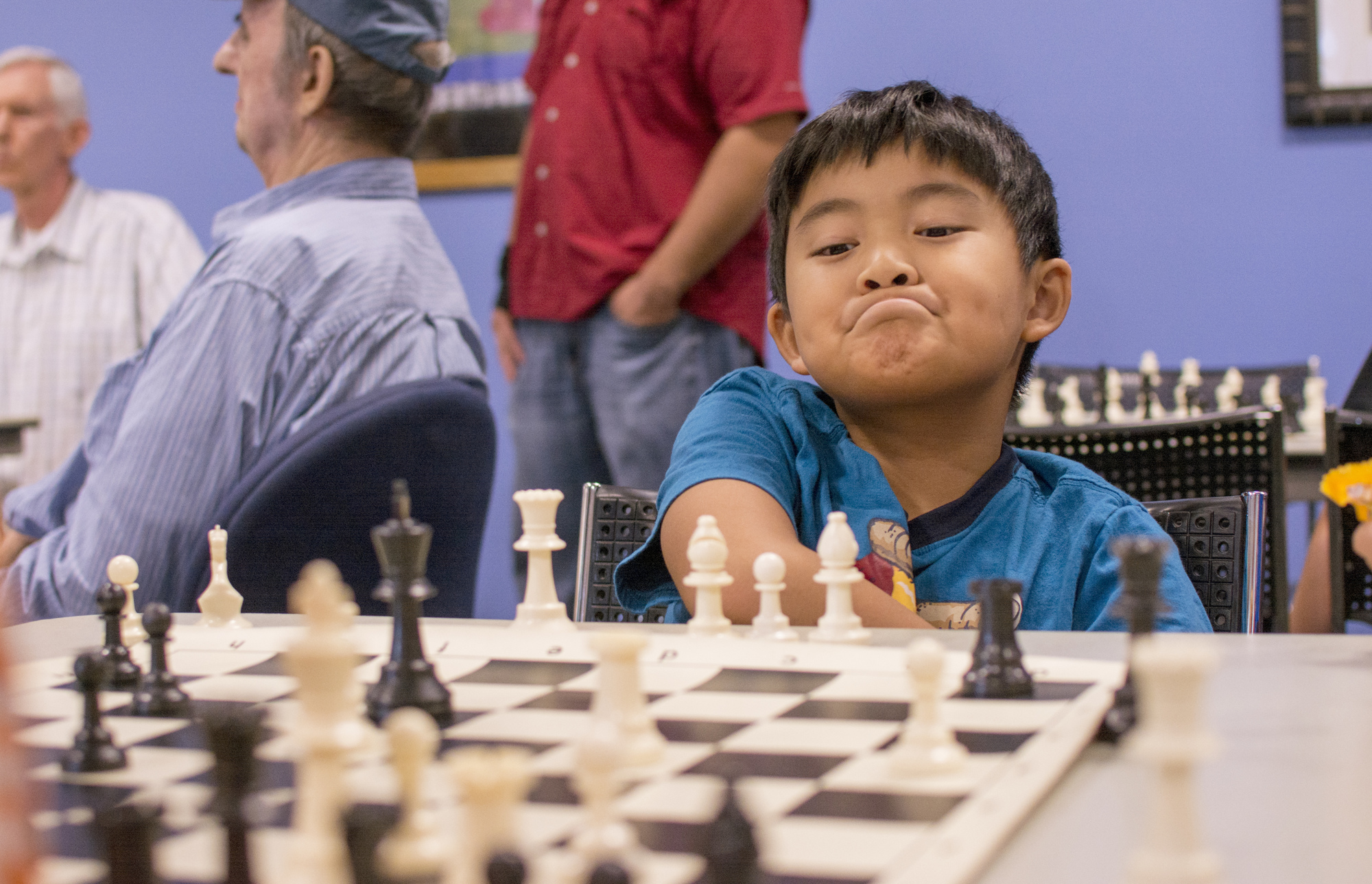 Ethan Song participates in the youth chess tournament at Fruitville Public Library.