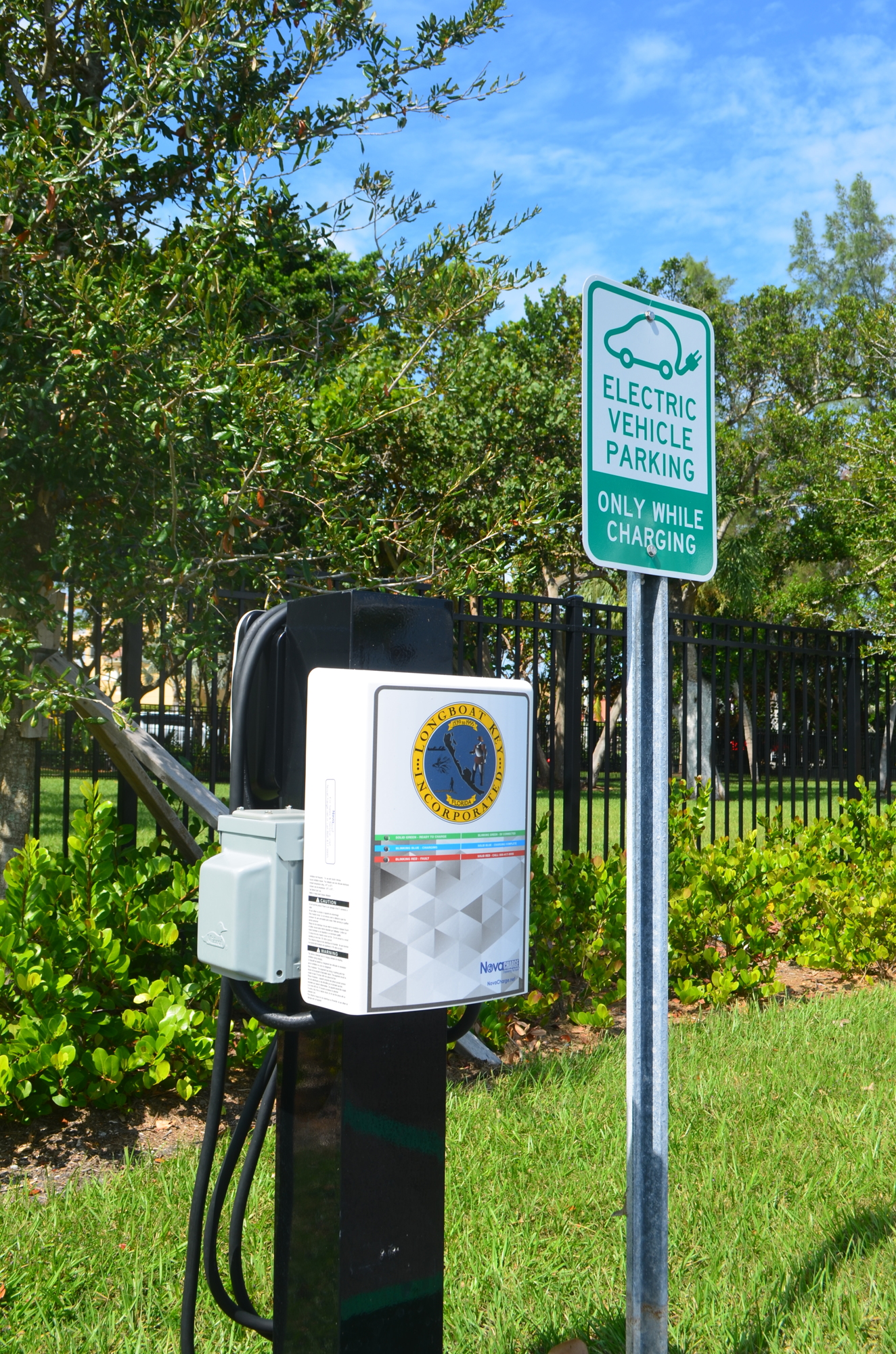 The electric car charger at Bayfront Park is the first public charger on the island.