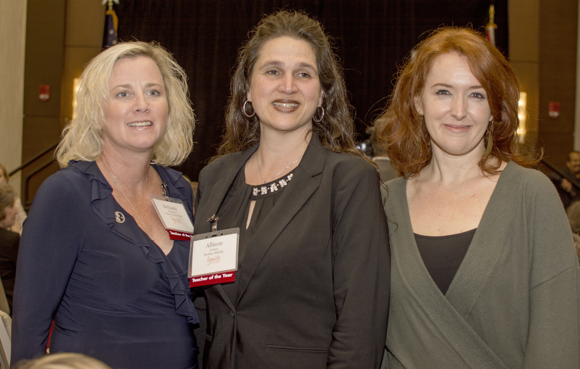 Teacher of the Year finalists Bethany Burnett, Allison Cohen and Es Swihart