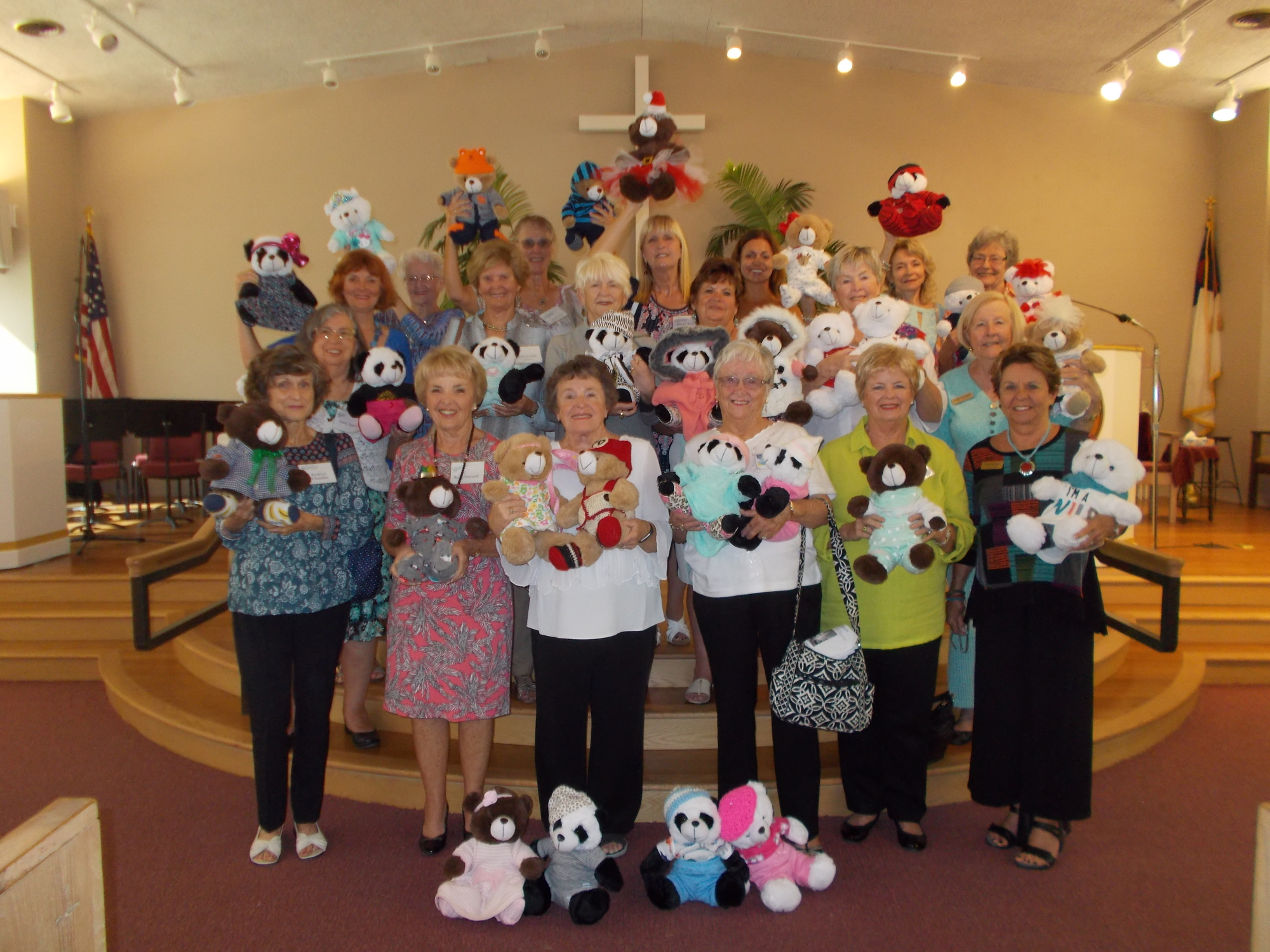 Members of Longboat Island Chapel dressed up teddy bears to give to the Salvation Army/