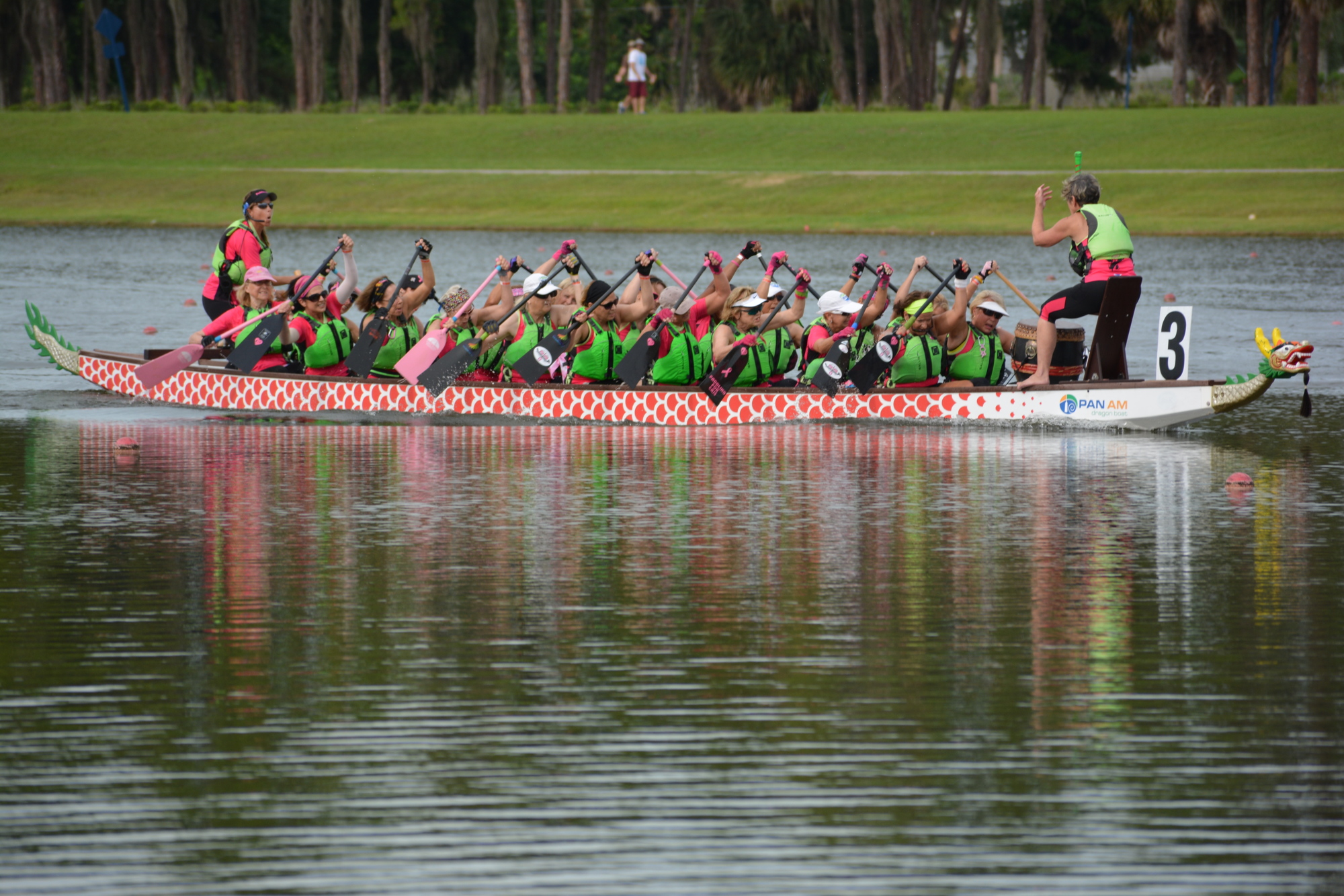 Survivors in Sync loads up for a race as do other competitors during a June dragon boat competition at Nathan Benderson Park. File photo.
