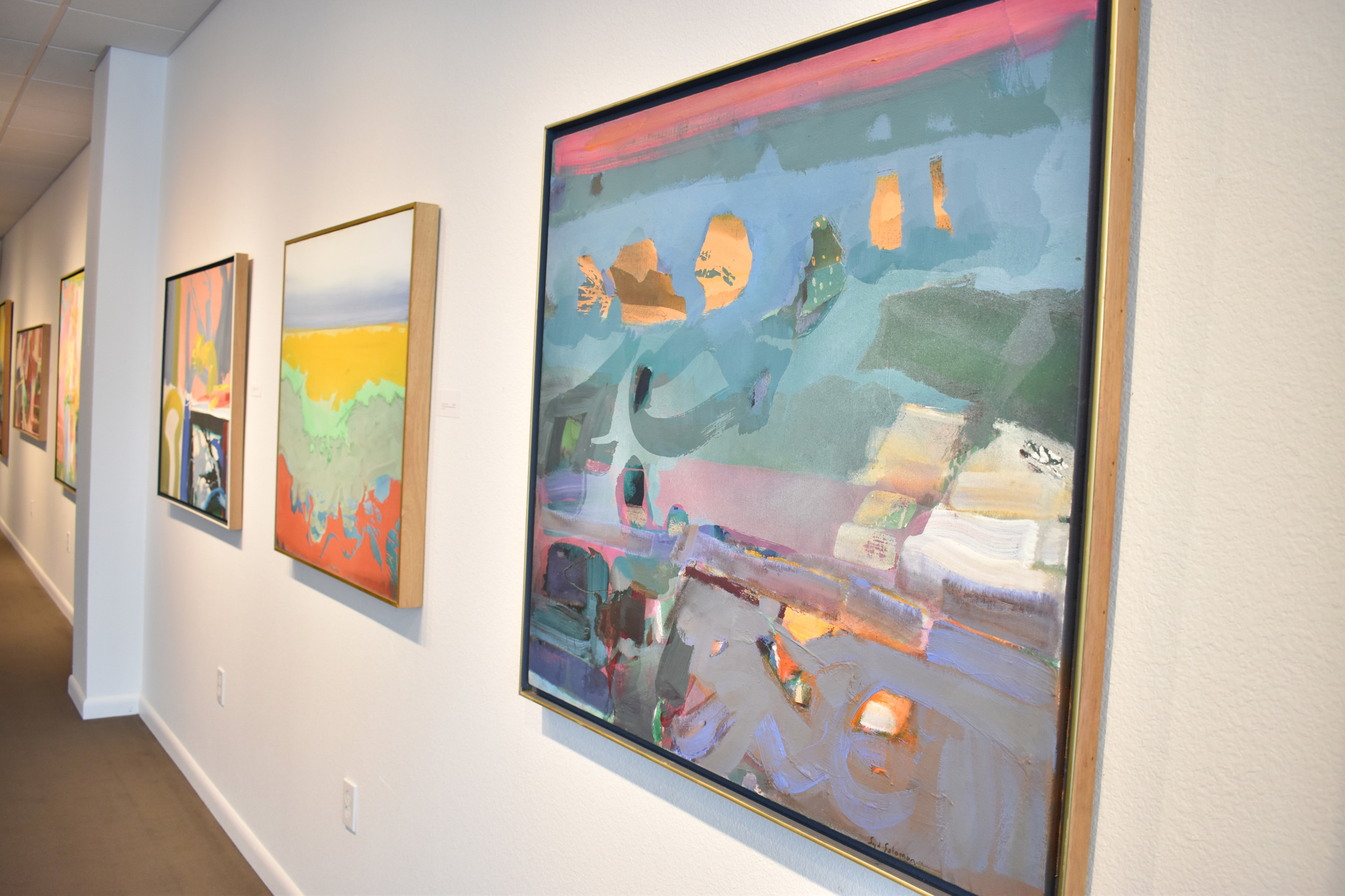 The works now on display at Allyn Gallup Contemporary Art show Solomon’s “love for live,” says gallery owner Sheila Moore. Photo by Niki Kottmann