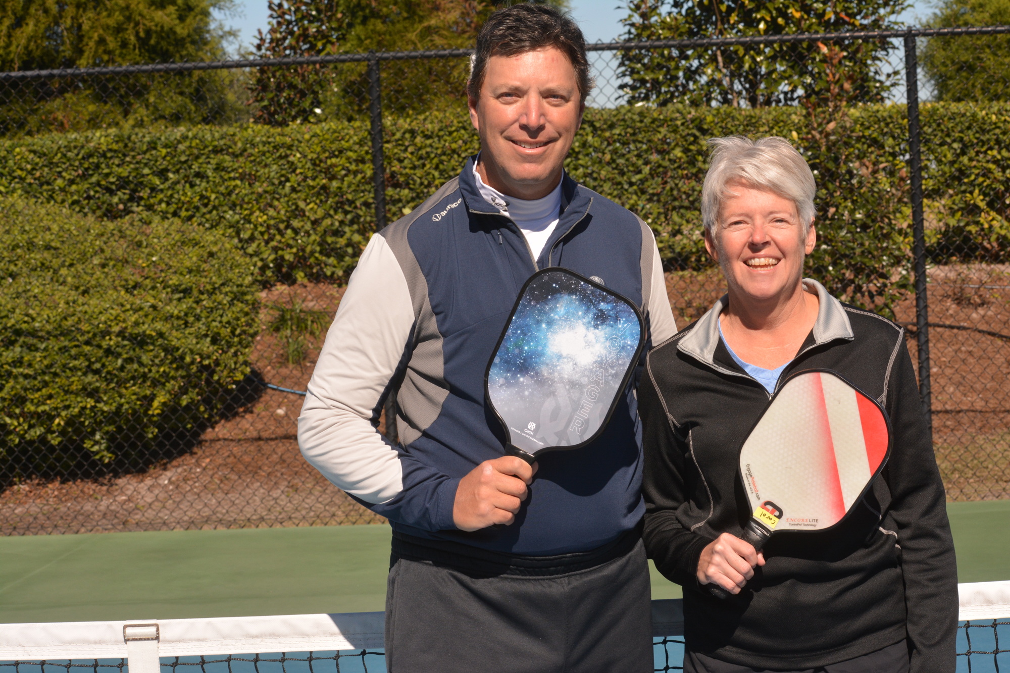 Bob Haskin and Carol Lucas are the president and vice president of the Lakewood Ranch Pickleball Club, which they started in September. The club has 126 members.