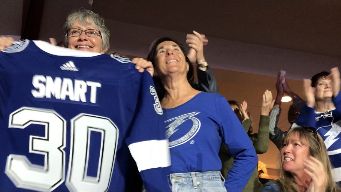 Gail Clifton chose the number 30 for her Tampa Bay Lightning jersey in honor of SMART's 30th year. She is pictured with Winny  Rush, who nominated her. Courtesy photo.