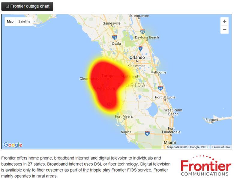 Frontier outage map