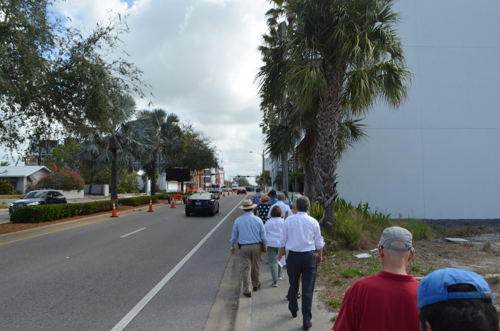 Residents walk down a stretch of Fruitville Road.