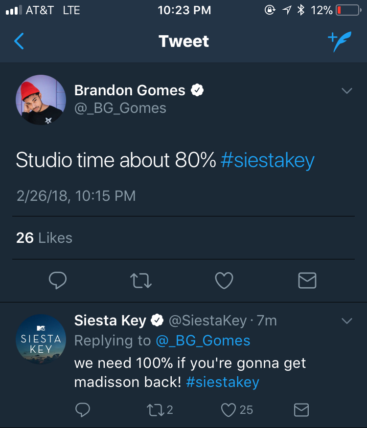 The Siesta Key Twitter account seemed to throw some shade at Brandon last night, and we all clapped in the account's honor.