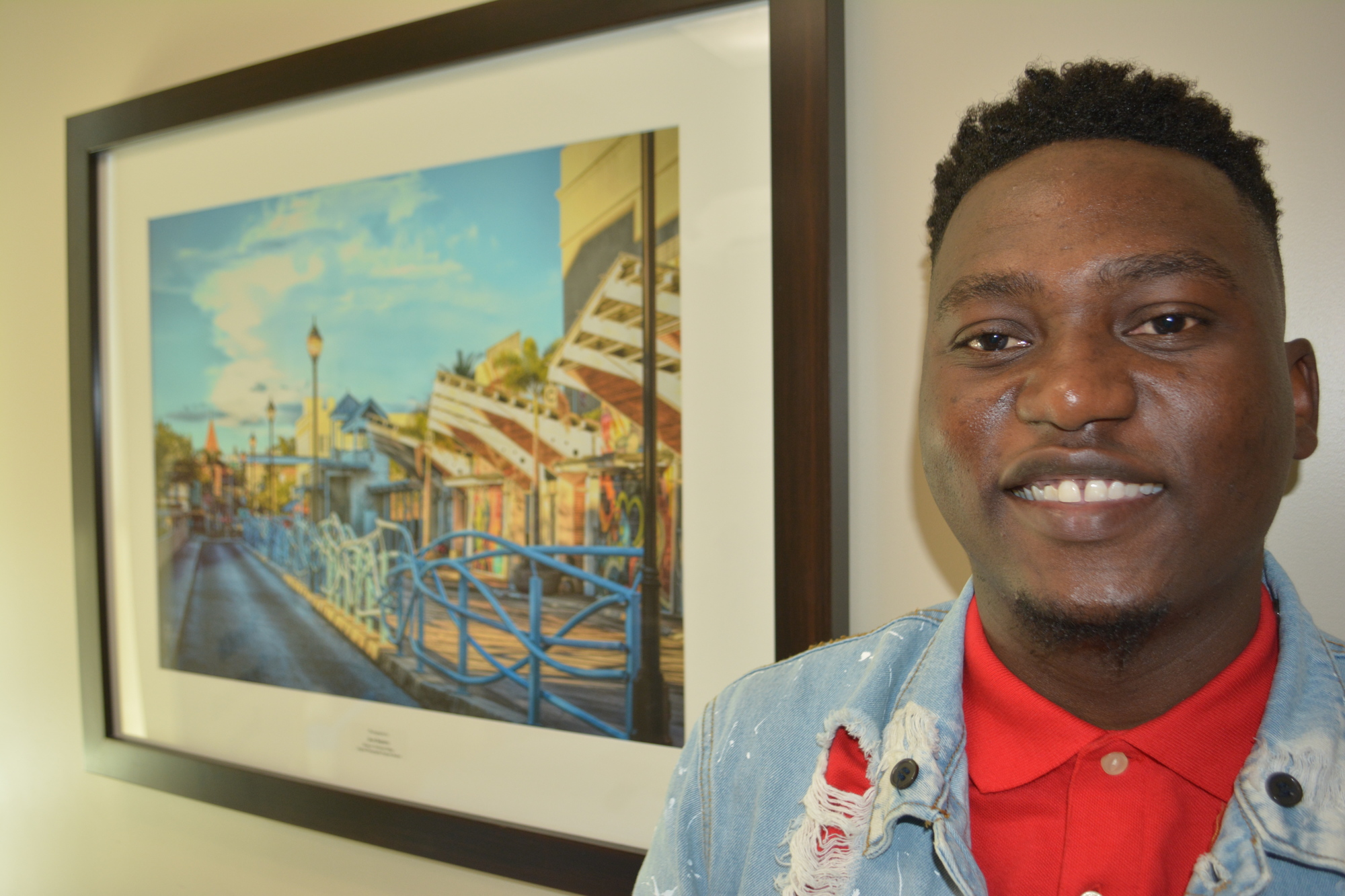 The artwork of Manatee Technical College digital design student Jean Widlet-Jeanbaptiste is featured in the ER's patient rooms.