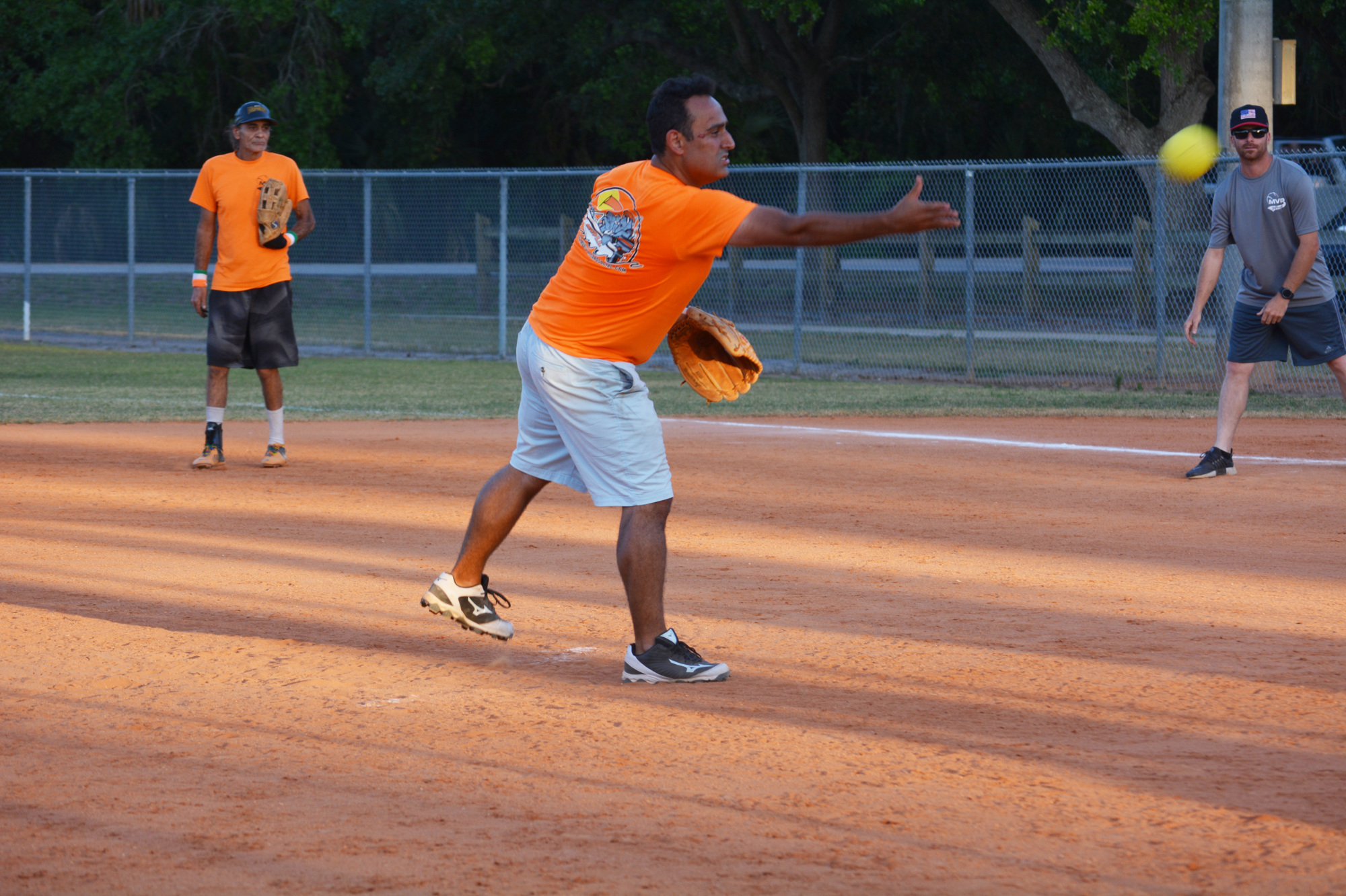 Lakewood Ranch resident Dan Elmaleh pitches during an MVP Sports and Social softball game. He says the distance to games has been a deterrent for friends.