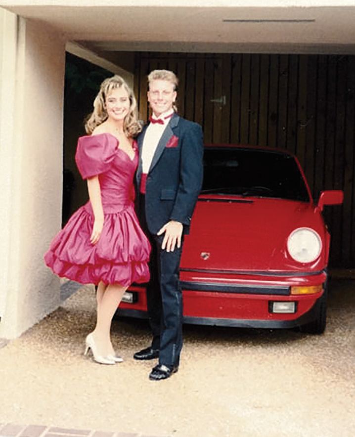 Jessica Ortiz and Dean Lagala pose in front of their ride for the prom in 1990. The fashion then was shorter dresses. Courtesy photo.