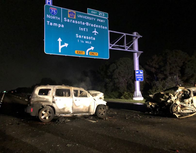 A two-car crash on I-75 left two people dead early Saturday morning.