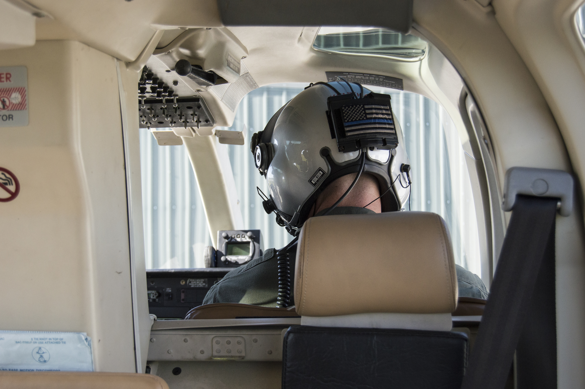 Chief Pilot Brent Wineka gets ready to take the helicopter in the air.