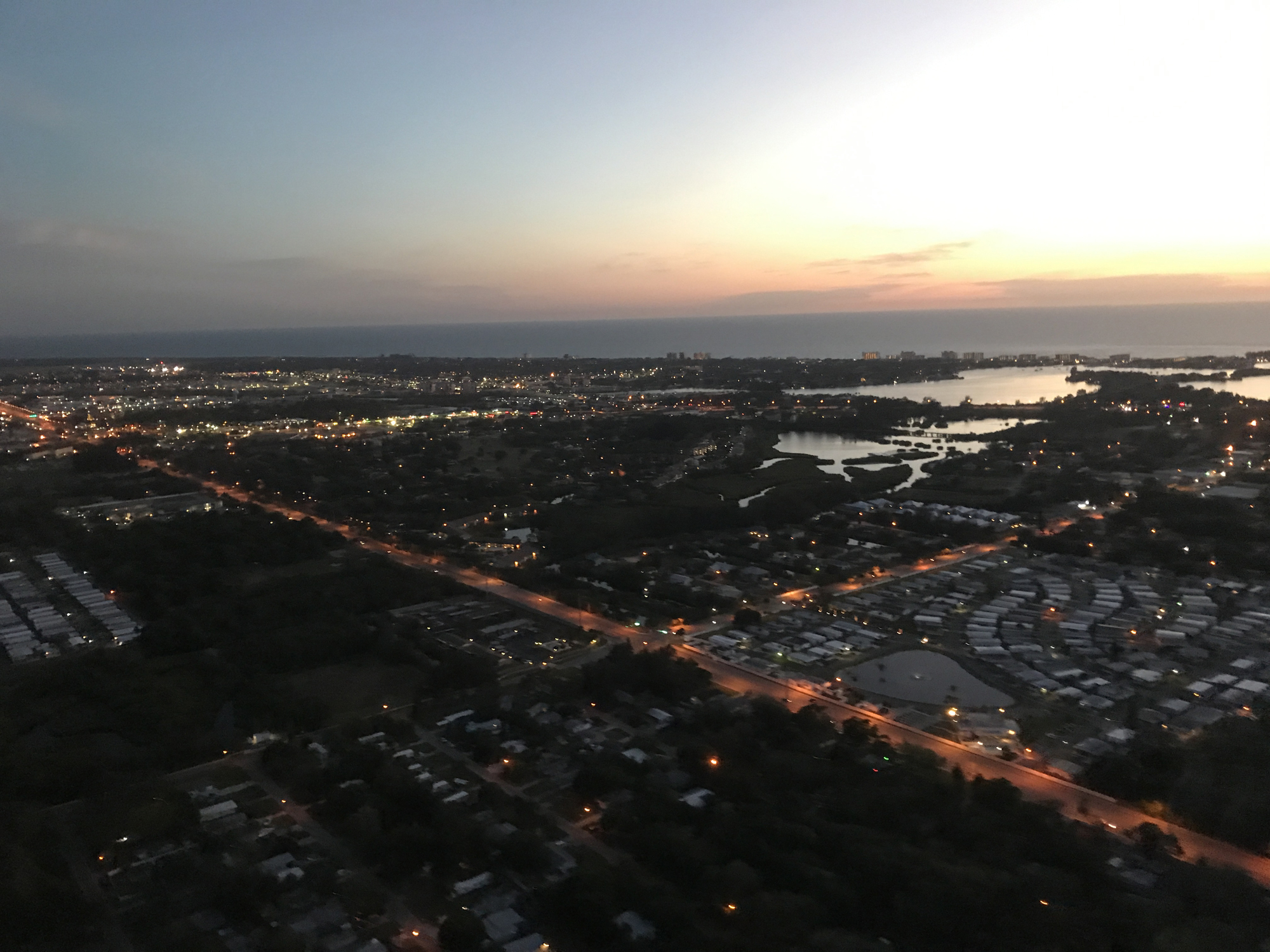 The view over Venice at sunset.