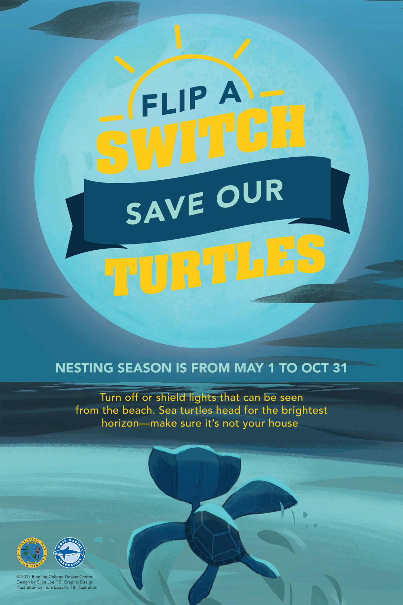 One of the new posters designed to help create awareness of turtle nesting rules. 