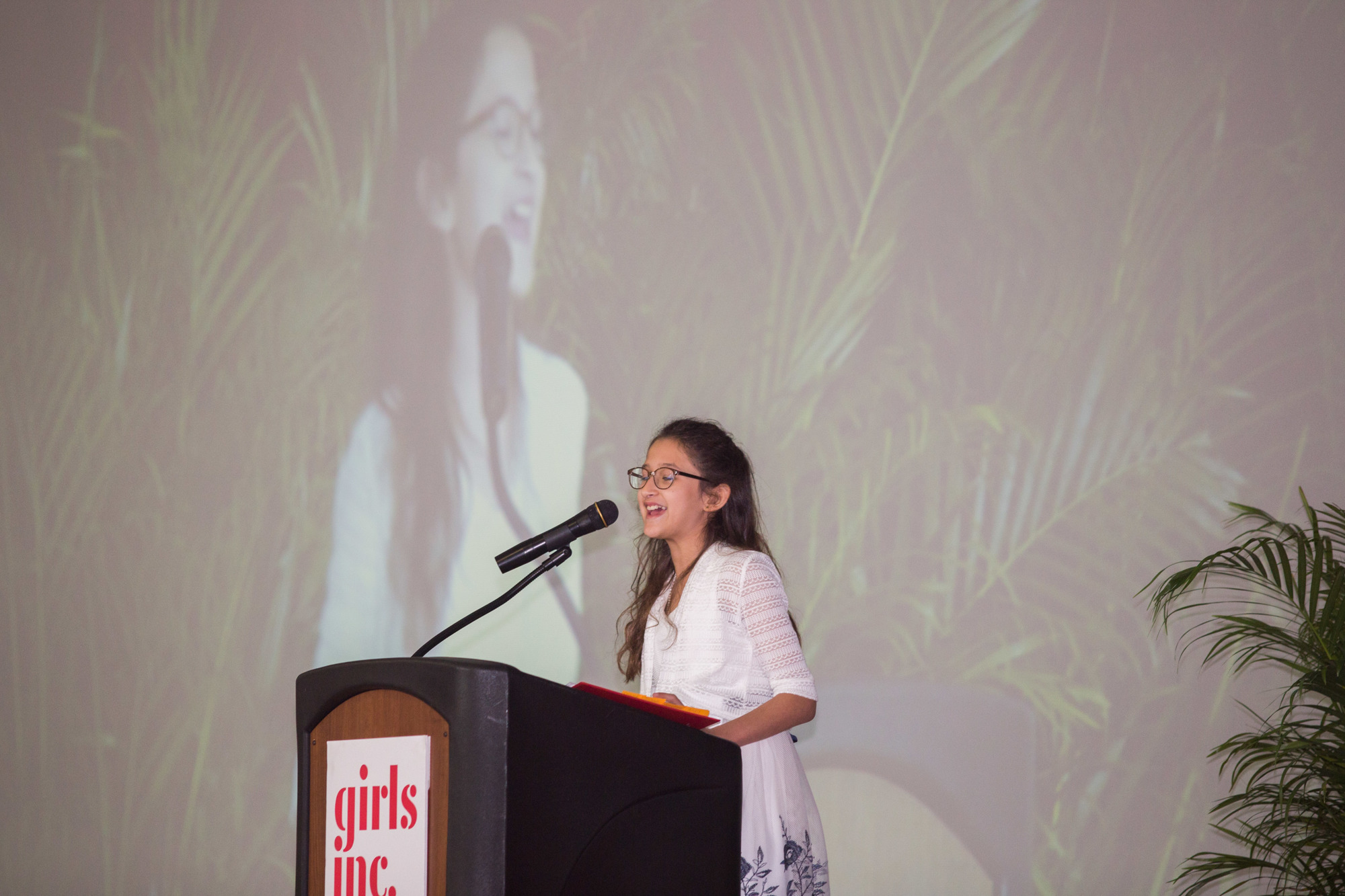 Tylee Giorgio gives a speech before accepting her She Know's Where She's Growing Award at the Girls Inc. Celebration Luncheon.