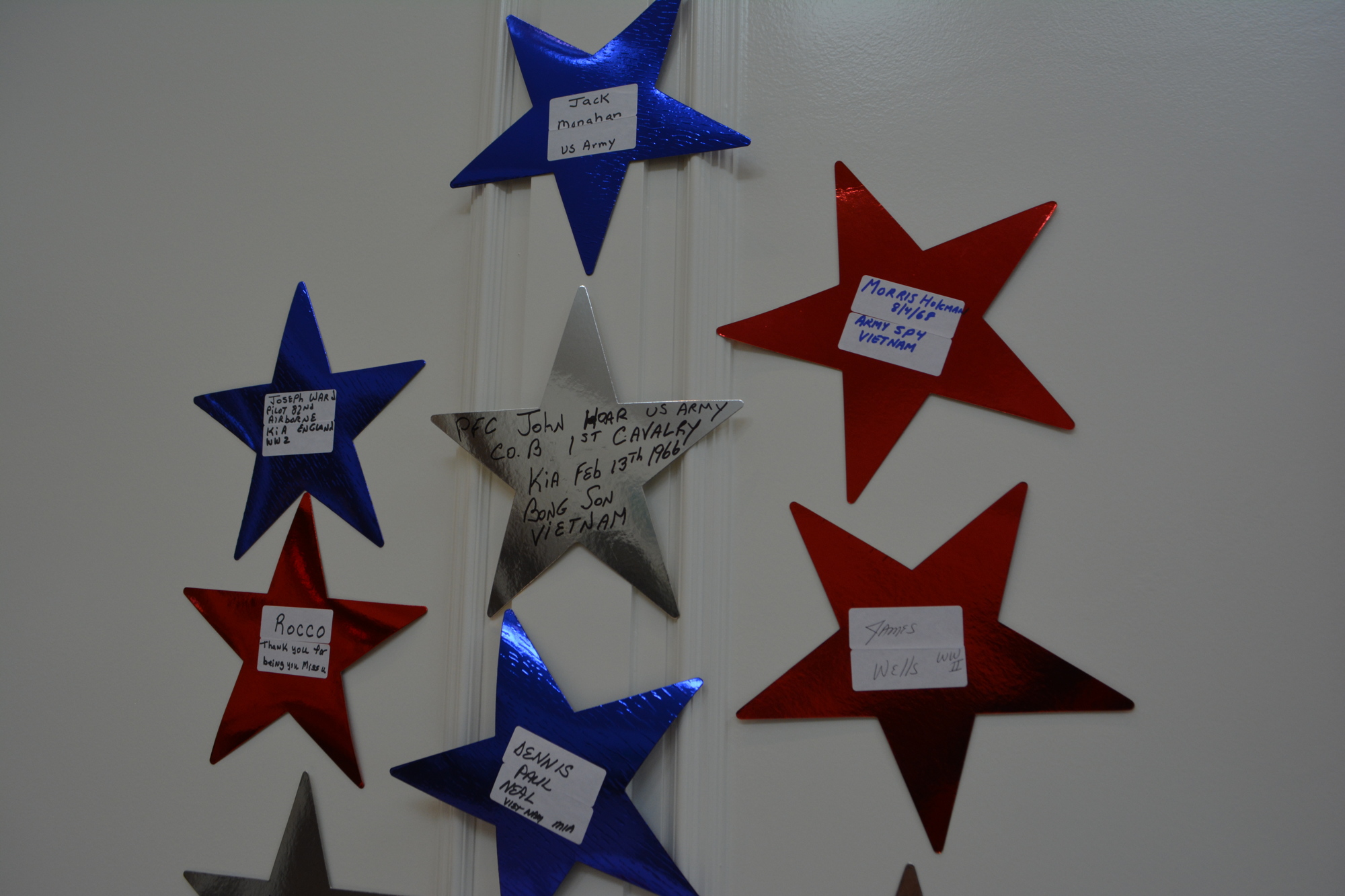 Stars on the wall at the Del Webb clubhouse represent fallen soldiers who were family members of Del Webb residents.