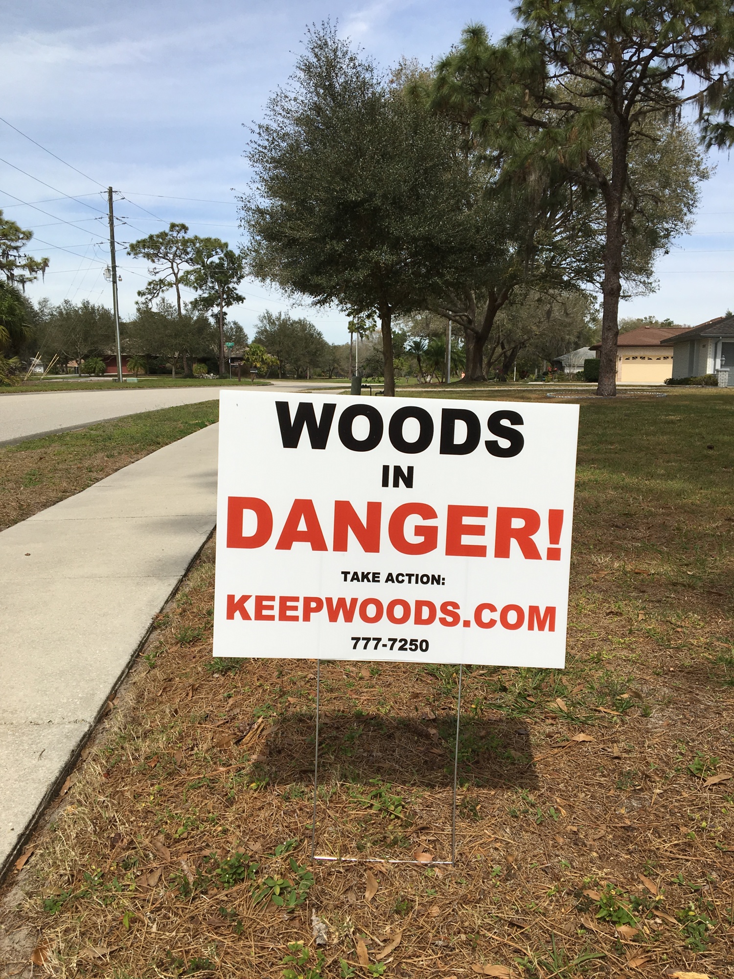 Friends of Keep Woods put out almost 500 of these signs at the beginning of their campaign.