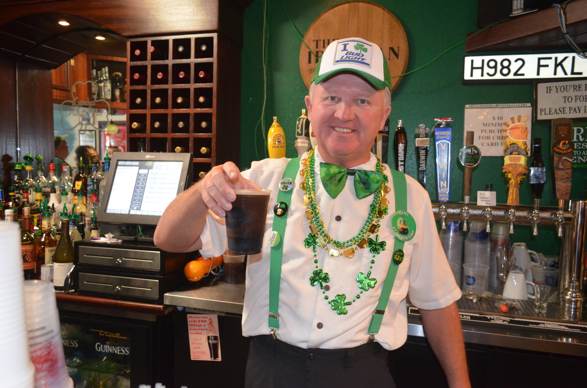 Bartender Rick Bettis at Lynche's 2016 St. Patrick's Day Celebration.